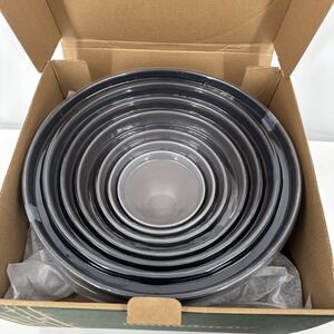 Bamboozle‎ Nesting Bowls Set 7 Bowls & 6 Reusable Lids Minimalist Gray NEW